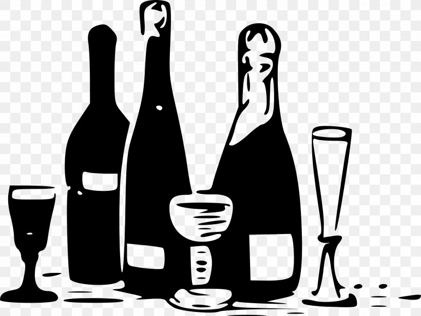 Wine Glass Bottle Black & White, PNG, 2400x1805px, Wine, Alcohol, Alcoholic Beverage, Alcoholic Beverages, Art Download Free
