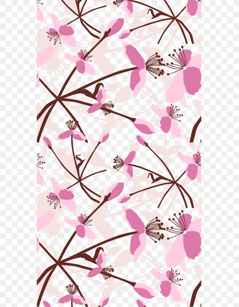 Flower Pink Illustration, PNG, 568x1053px, Flower, Blossom, Branch, Cartoon, Cherry Blossom Download Free