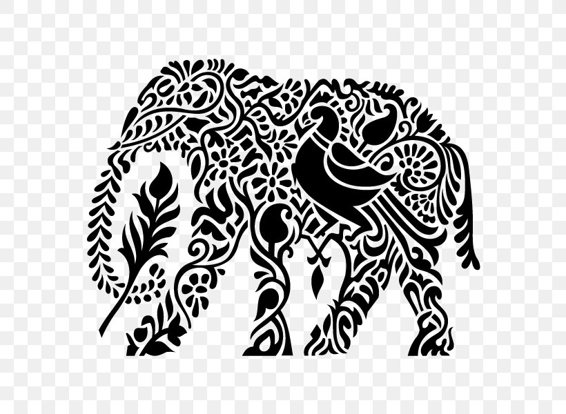 Tiger Vector Graphics Elephant Image Illustration, PNG, 600x600px, Tiger, Blackandwhite, Cdr, Drawing, Elephant Download Free