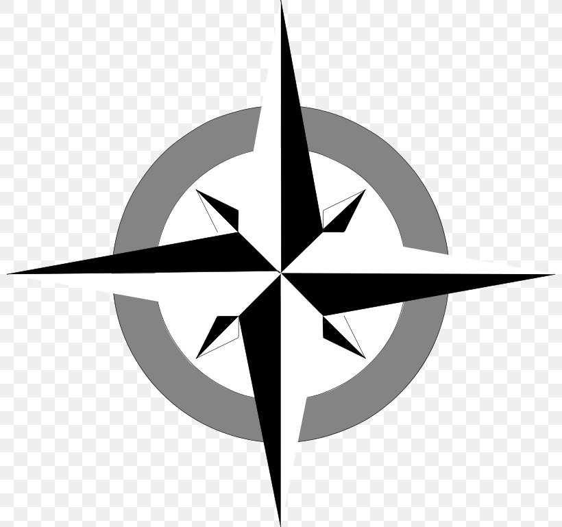 Compass Rose North Clip Art, PNG, 800x769px, Compass Rose, Black And White, Compass, East, Flower Download Free