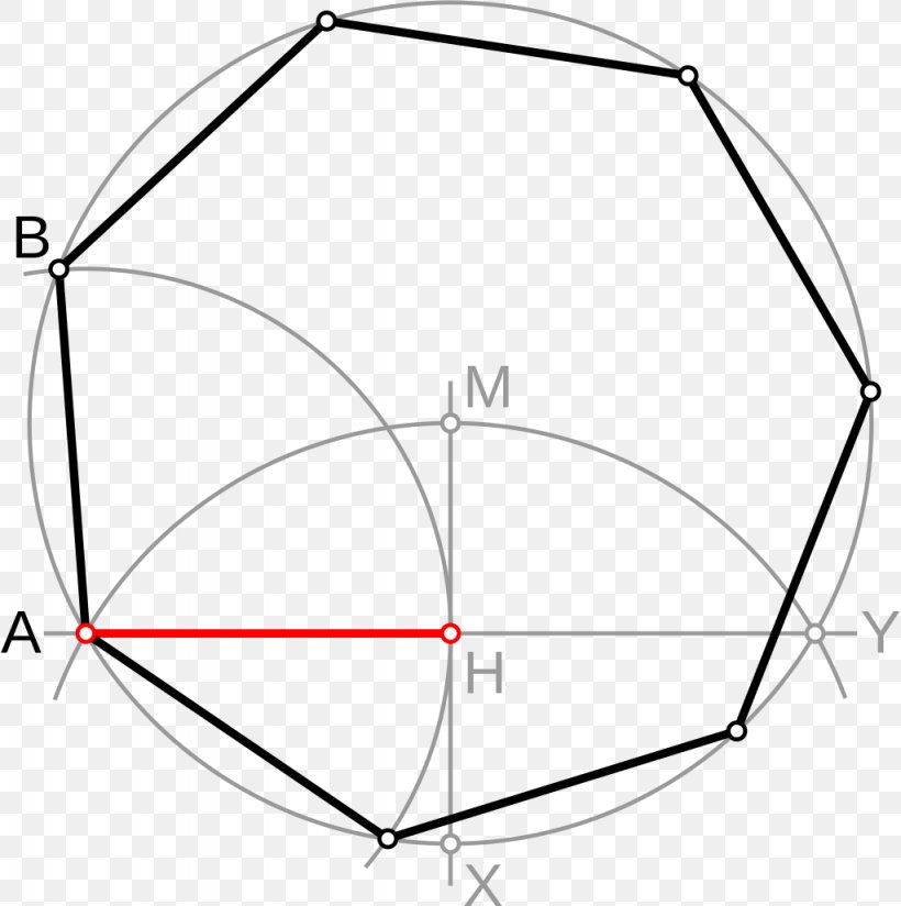 Heptagon Compass-and-straightedge Construction Decagon Fermat Number, PNG, 1024x1030px, Heptagon, Area, Black And White, Compass, Compassandstraightedge Construction Download Free