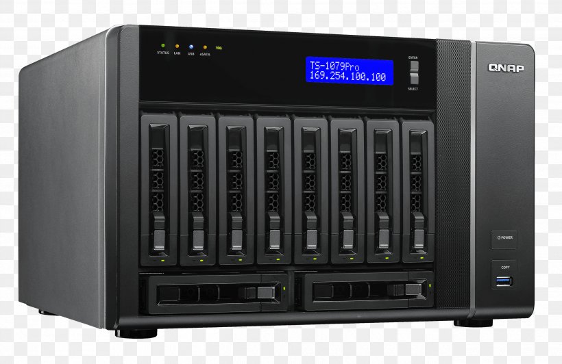 Network Storage Systems QNAP Systems, Inc. Network Video Recorder Data Storage QNAP TS-EC1080 PRO Diskless 10 Bay Nas TS-EC1080-PRO-US, PNG, 2534x1646px, Network Storage Systems, Audio Receiver, Closedcircuit Television, Computer Case, Data Storage Download Free