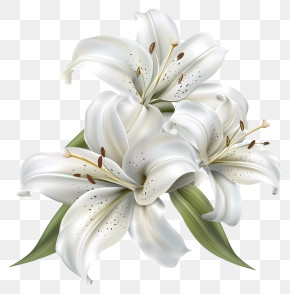 Funeral - Elegant White Lily Flower Cluster PNG