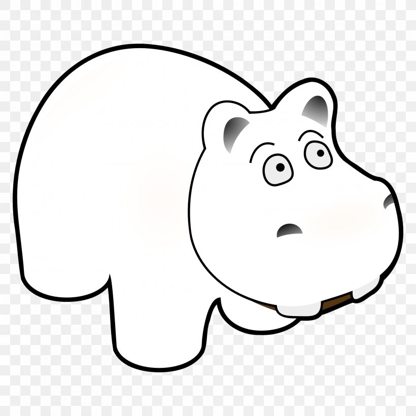 Hippopotamus Black And White Giant Panda Line Art Clip Art, PNG, 1969x1969px, Watercolor, Cartoon, Flower, Frame, Heart Download Free