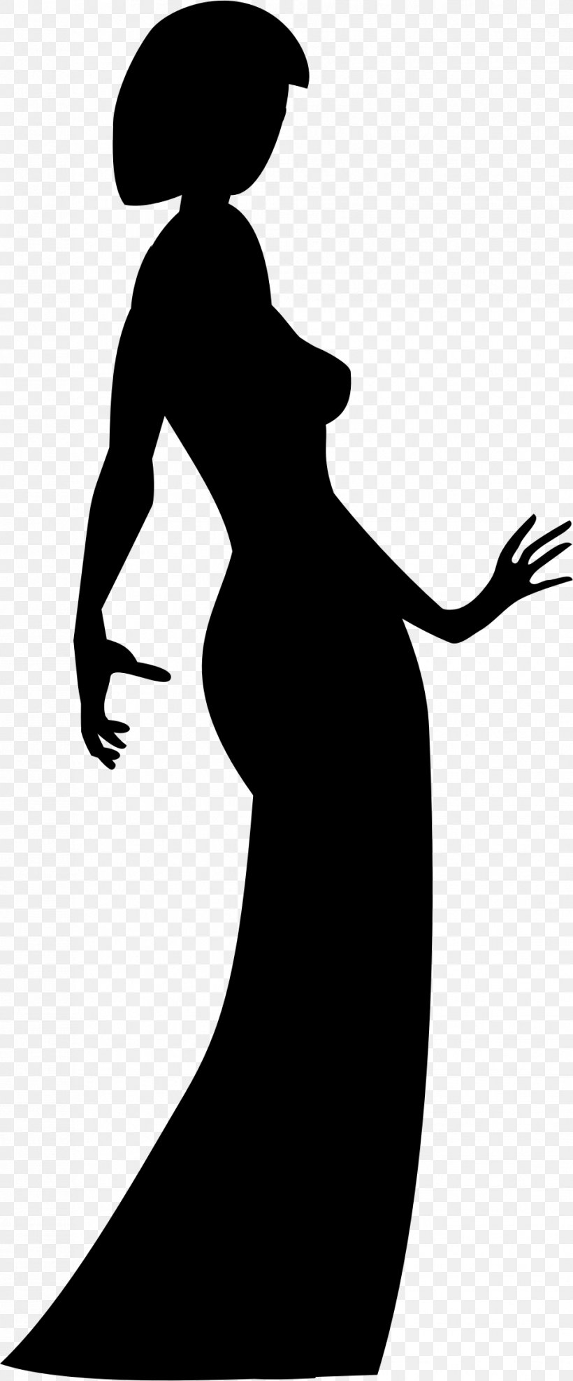 Woman Silhouette Dress Gown Clip Art, PNG, 967x2331px, Woman, Arm, Art, Black, Black And White Download Free