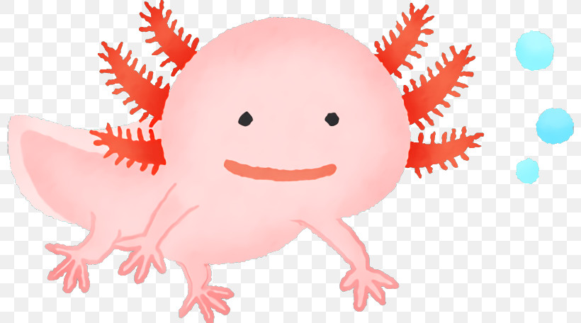 Axolotl Pink Cartoon Mouth Smile, PNG, 800x456px, Axolotl, Cartoon, Mole Salamander, Mouth, Pink Download Free