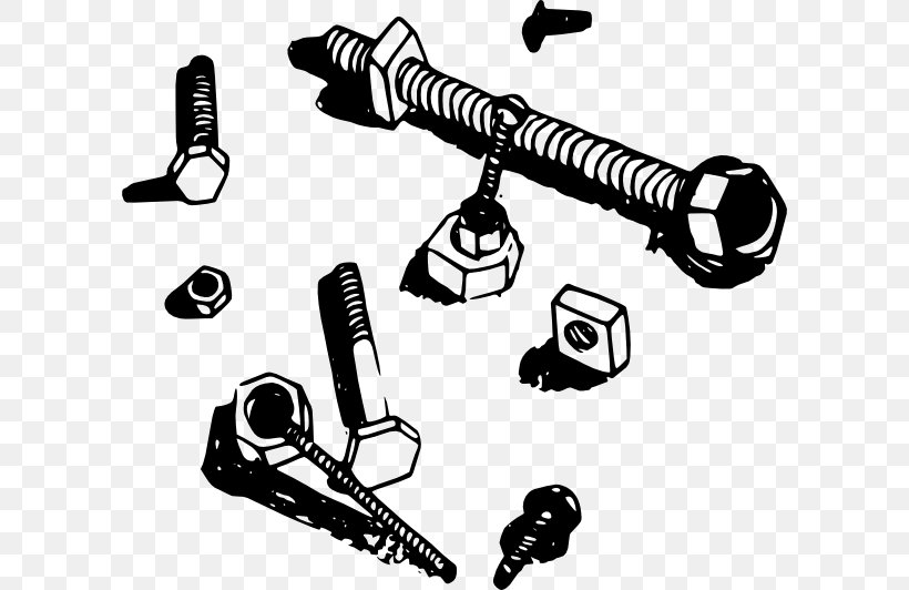 Nut Bolt Screw Clip Art, PNG, 600x532px, Nut, Black, Black And White, Bolt, Clipon Nut Download Free