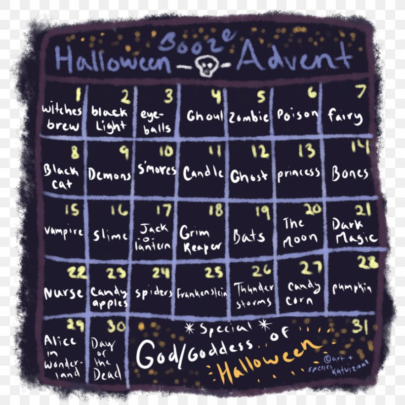 Advent Calendars All Hallows Eve Halloween Countdown Calendar DeviantArt, PNG, 894x894px, Advent Calendars, Advent, Advent Sunday, Art, Calendar Download Free