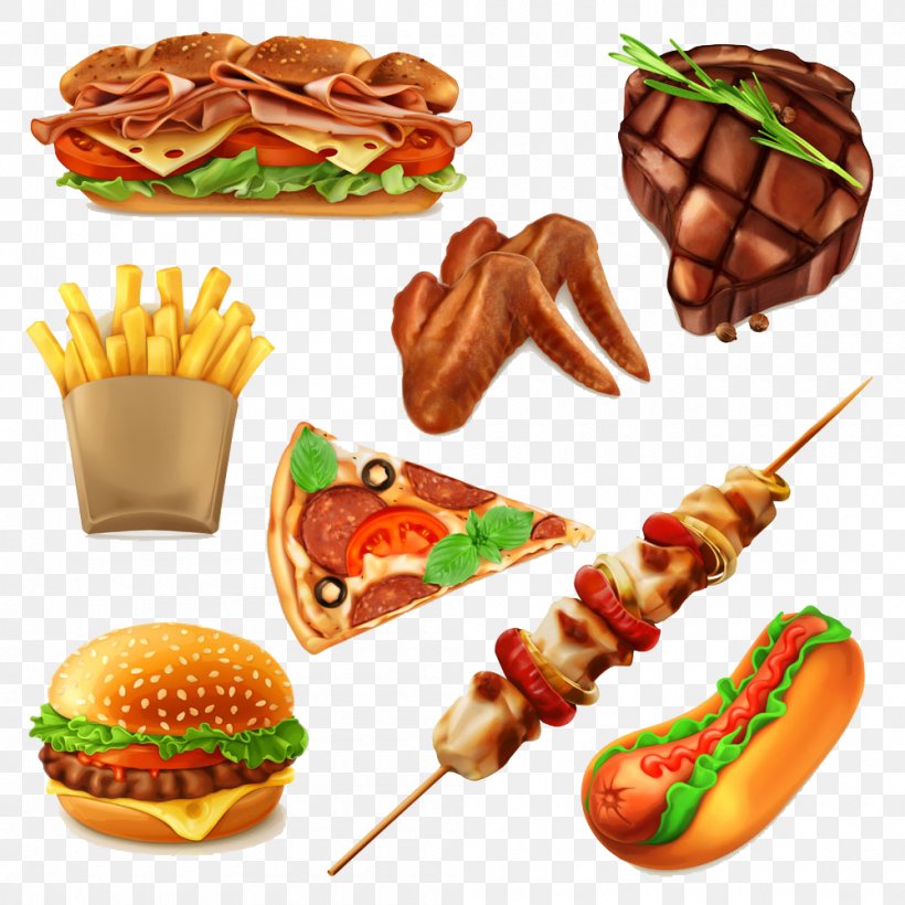 Hamburger Fast Food Pizza Drawing, PNG, 1000x1000px, Hamburger, American Food, Creative Market, Drawing, Fast Food Download Free