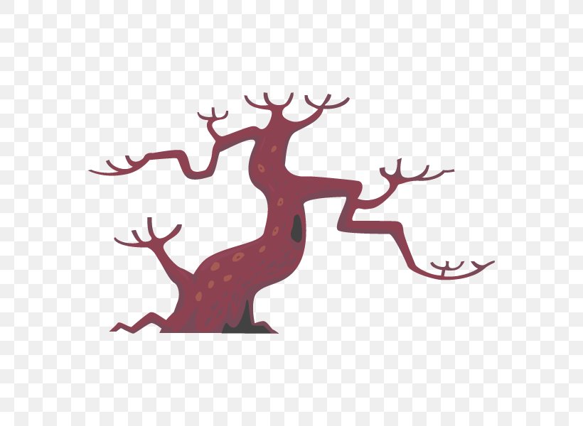 Illustration Reindeer Tree Graphics Branch, PNG, 600x600px, Reindeer, Antler, Branch, Dead Tree, Deer Download Free