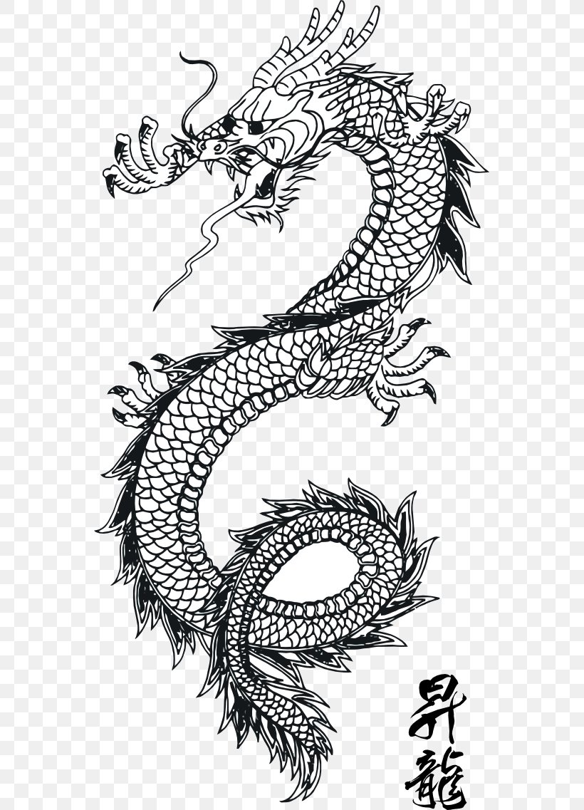 China Chinese Dragon Tattoo, PNG, 555x1137px, China, Art, Artwork, Black And White, Chinese Calendar Download Free