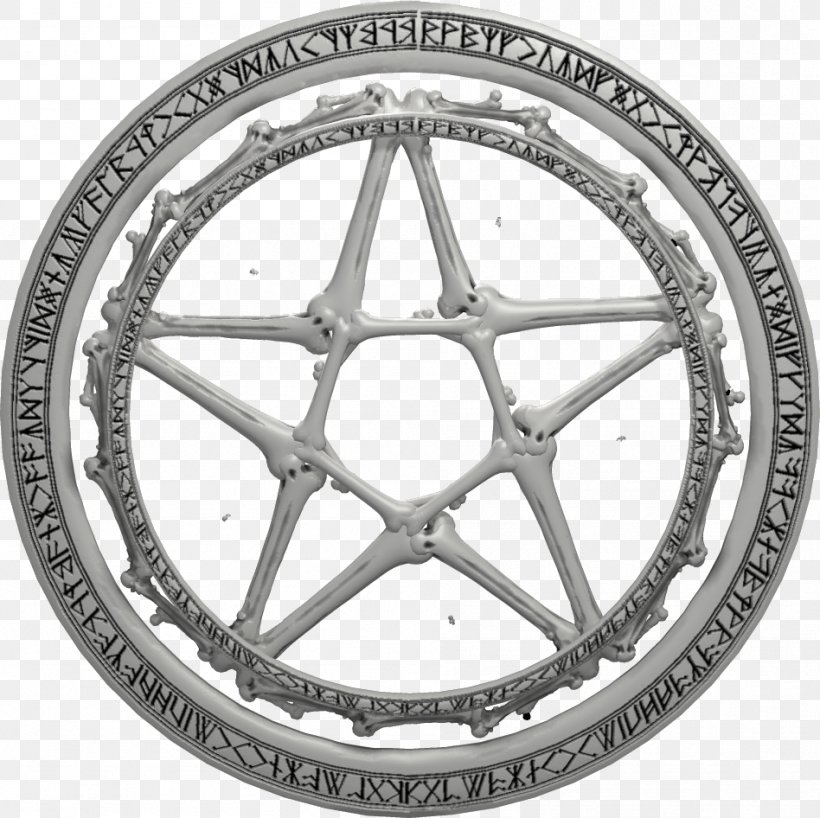 Pentacle Pentagram, PNG, 948x946px, Pentacle, Alloy Wheel, Bicycle Part, Bicycle Wheel, Black And White Download Free