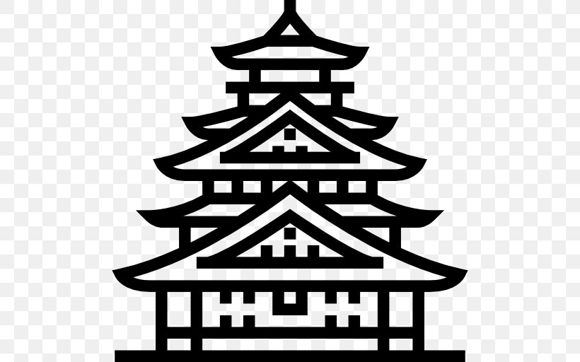 Osaka Castle Clip Art, PNG, 512x512px, Osaka Castle, Black And White, Castle, Christmas Tree, Monochrome Photography Download Free