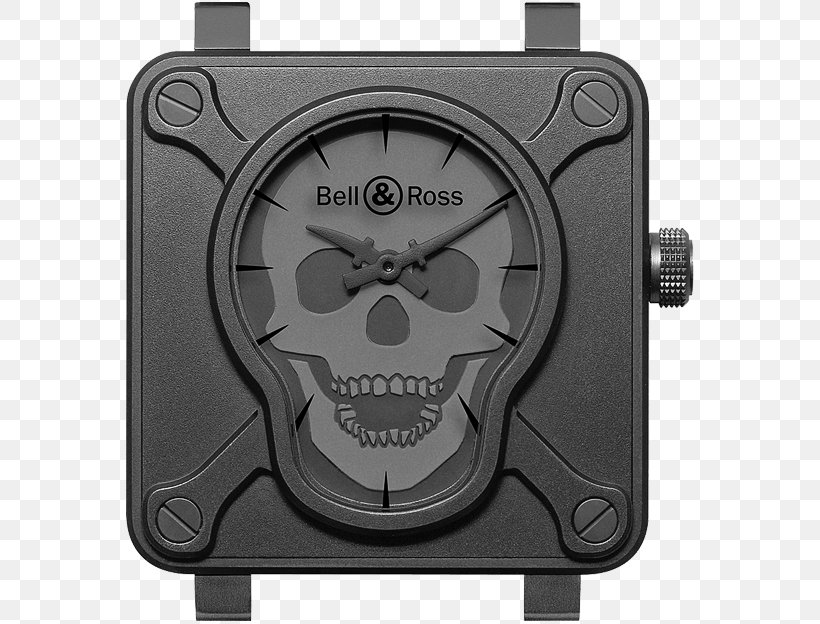 Bell & Ross Watchmaker Skull Clock, PNG, 568x624px, Bell Ross, Black And White, Clock, Counterfeit Watch, Gauge Download Free