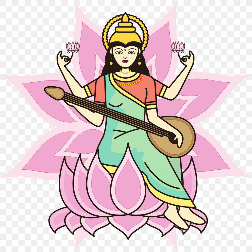 Cartoon, PNG, 3000x3000px, Vasant Panchami, Basant Panchami, Cartoon, Paint, Saraswati Download Free