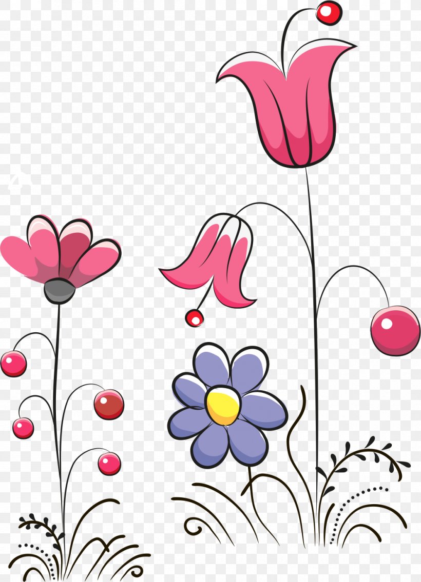 Cartoon Floral Design Illustration, PNG, 993x1375px, Cartoon, Area, Art, Artwork, Beak Download Free