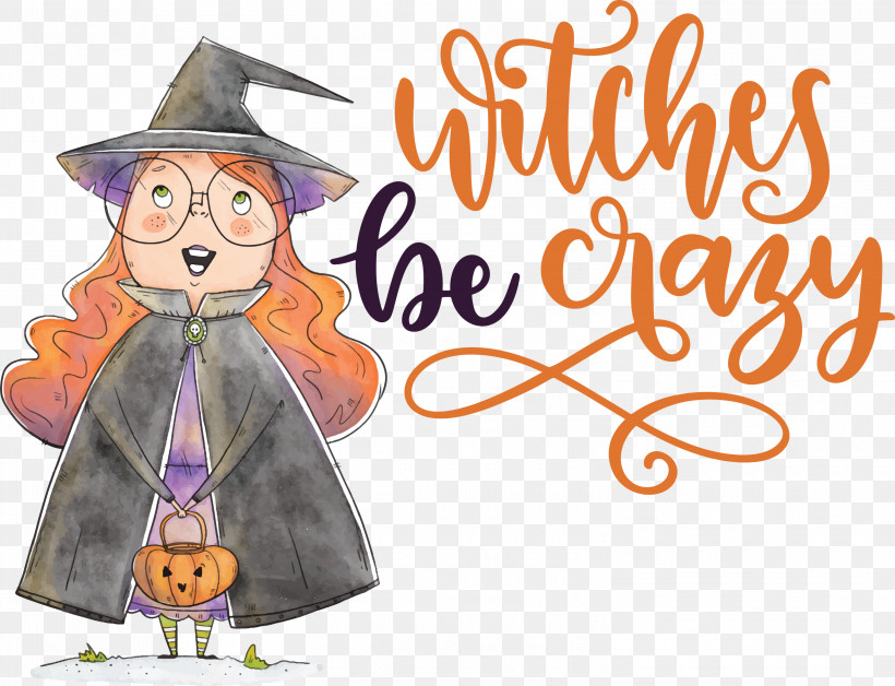 Happy Halloween Witches Be Crazy, PNG, 3000x2299px, Happy Halloween, Behavior, Biology, Cartoon, Character Download Free