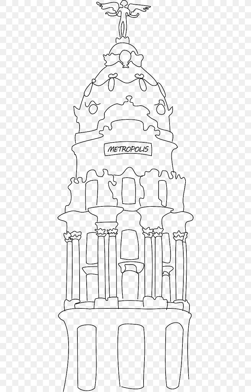 Edificio Metrópolis, Madrid Drawing Work Of Art Clínica ArtDental Madrid, PNG, 640x1280px, Drawing, Area, Art, Artwork, Black And White Download Free