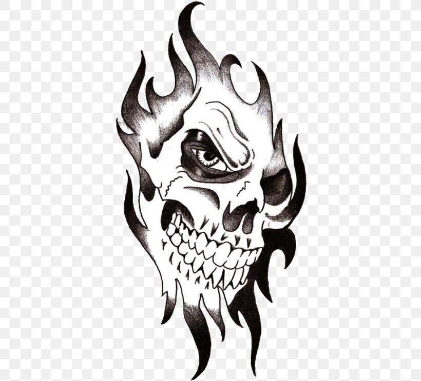 Skull Tattoo, PNG, 374x743px, Skull, Blackandwhite, Drawing, Head, Jaw Download Free