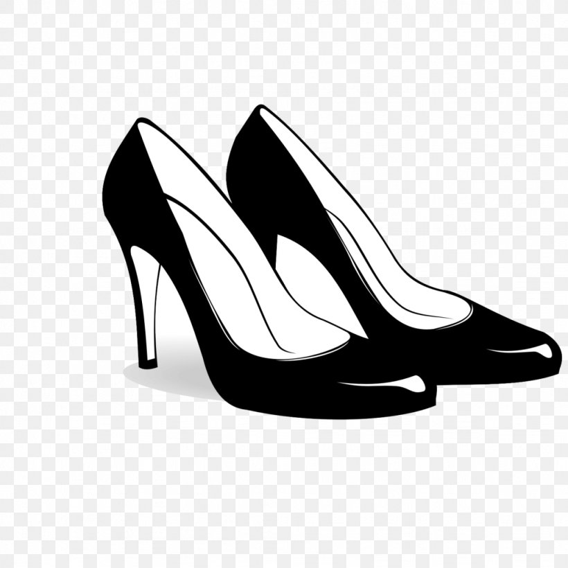 Sneakers High-heeled Shoe Clip Art, PNG, 1024x1024px, Sneakers, Ballet Shoe, Basic Pump, Black, Black And White Download Free