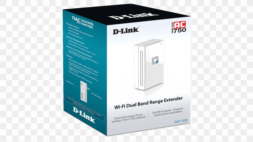 Wireless AC750 Dual Band Range Extender DAP-1520 Wireless Repeater D-Link IEEE 802.11ac Wi-Fi, PNG, 1664x936px, Wireless Repeater, Dlink, Electronic Device, Electronics, Electronics Accessory Download Free