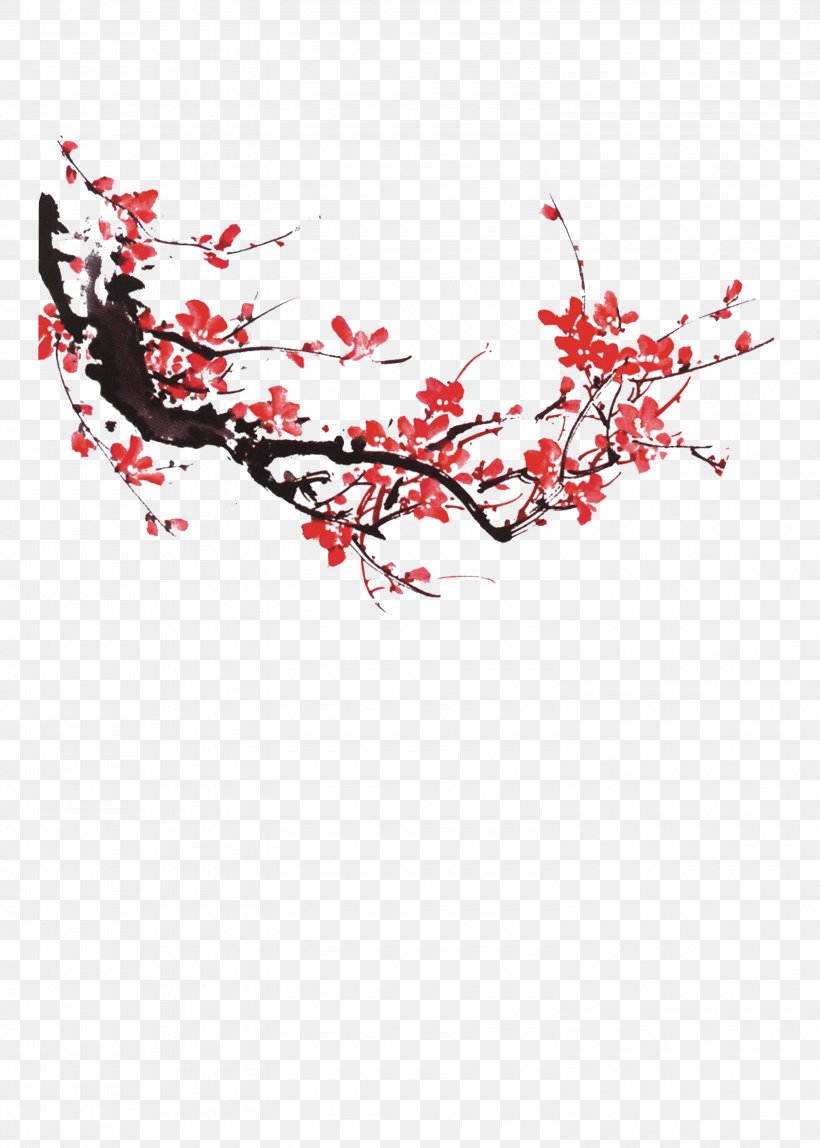 China Chinese New Year Ink Clip Art, PNG, 3000x4200px, China, Branch, Chinese New Year, Flower, Ink Download Free