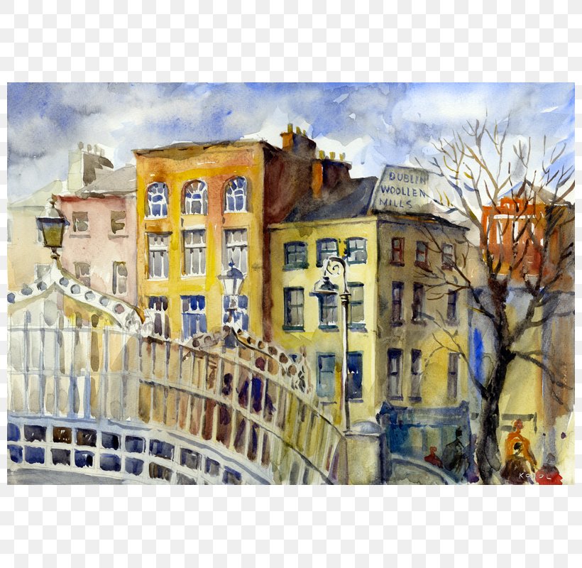 Ha'penny Bridge Watercolor Painting Paper Giclée, PNG, 800x800px, Painting, Acrylic Paint, Art, Artwork, Bridge Download Free