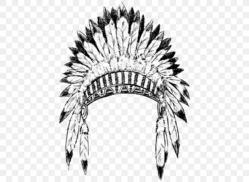 War Bonnet Tribe Tribal Chief Indigenous Peoples Of The Americas Native Americans In The United States, PNG, 436x600px, War Bonnet, Black And White, Drawing, Fashion Accessory, Feather Download Free