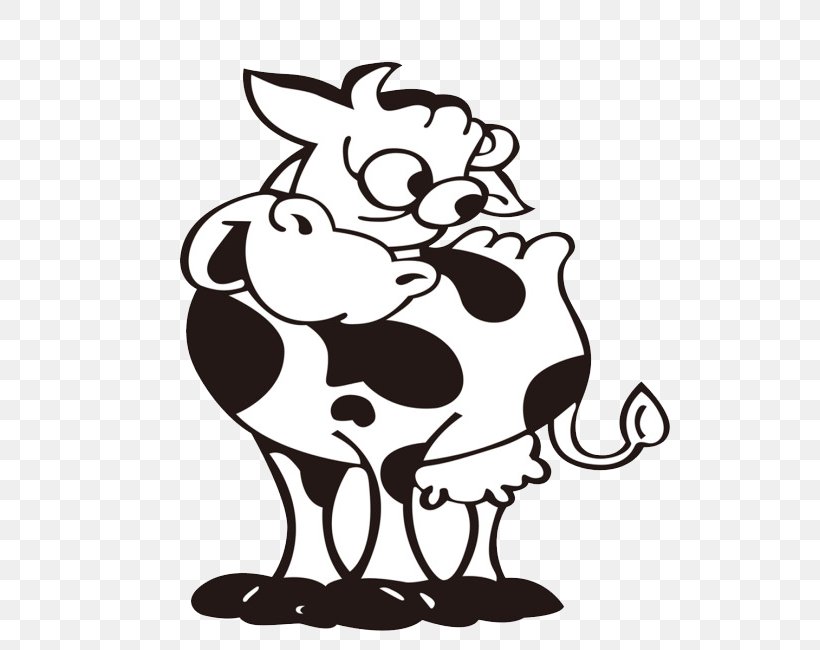 Dairy Cattle Cartoon, PNG, 650x650px, Cattle, Animation, Art, Black, Black And White Download Free