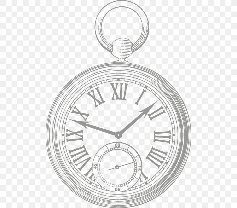 Pocket Watch Clock, PNG, 504x719px, Pocket Watch, Black And White, Body Jewelry, Clock, Drawing Download Free