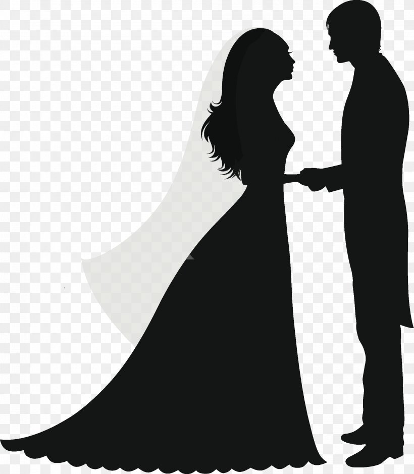 Wedding Invitation Silhouette Marriage Couple, PNG, 2005x2297px, Wedding Invitation, Black And White, Bride, Bridegroom, Couple Download Free