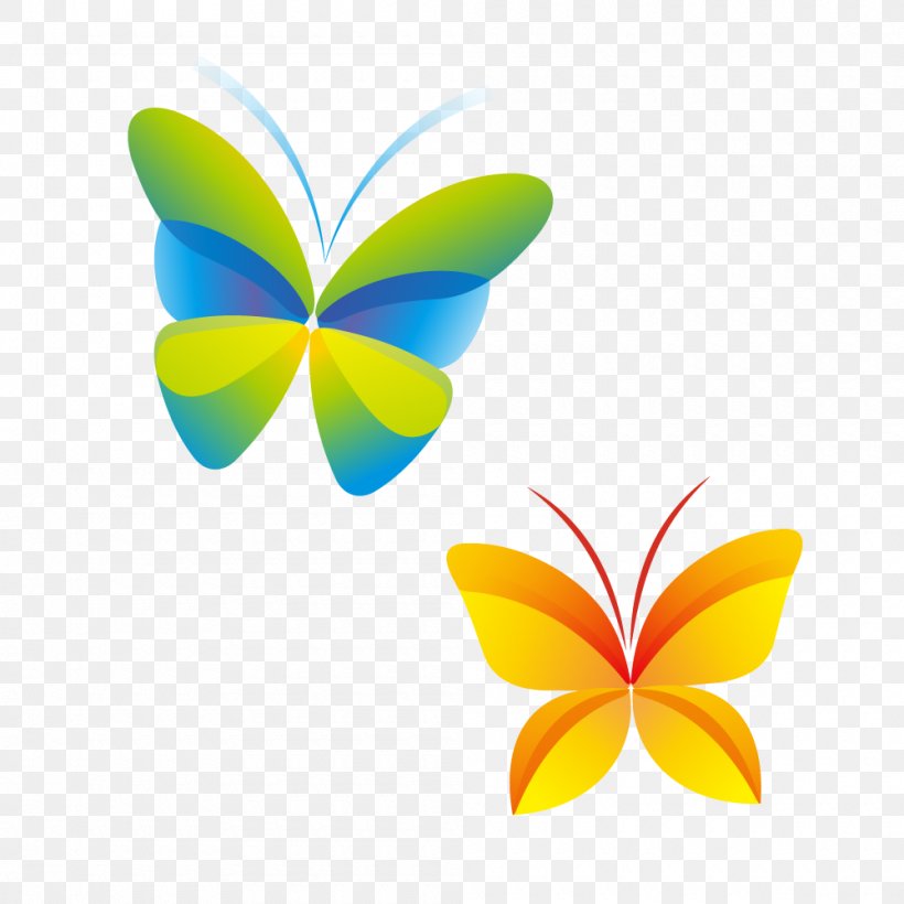 Butterfly, PNG, 1000x1000px, Butterfly, Computer Graphics, Element, Flat Design, Insect Download Free