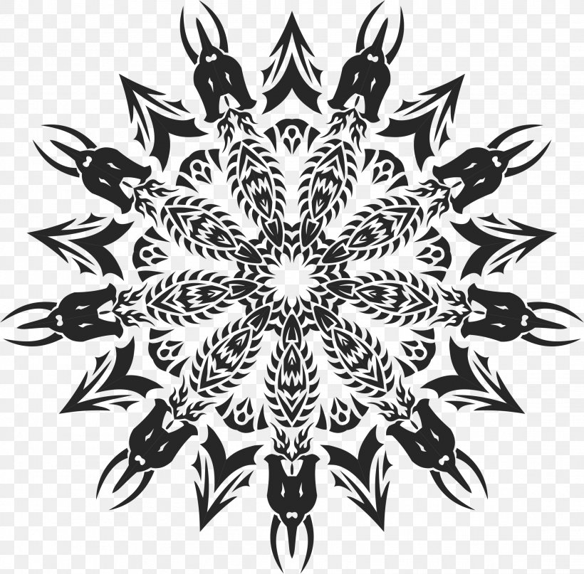 Mandala Tribe Clip Art, PNG, 2284x2250px, Mandala, Black, Black And White, Celtic Knot, Flora Download Free