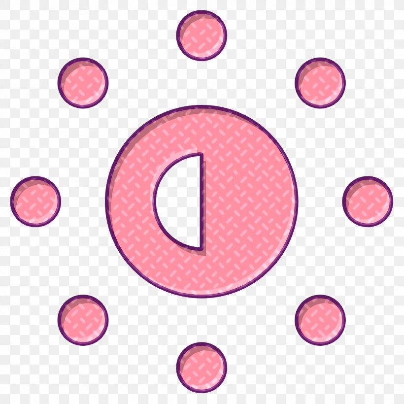 Brightness Icon Half Icon, PNG, 1090x1090px, Brightness Icon, Half Icon, Pink, Polka Dot Download Free