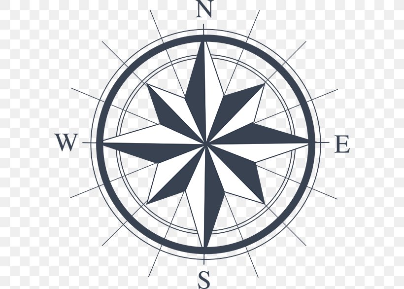 Drawing Compass Rose Clip Art, PNG, 600x586px, Drawing, Area, Art, Bicycle Wheel, Black And White Download Free