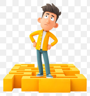 Man Finding Missing Solution - Pensive Cartoon Man PNG