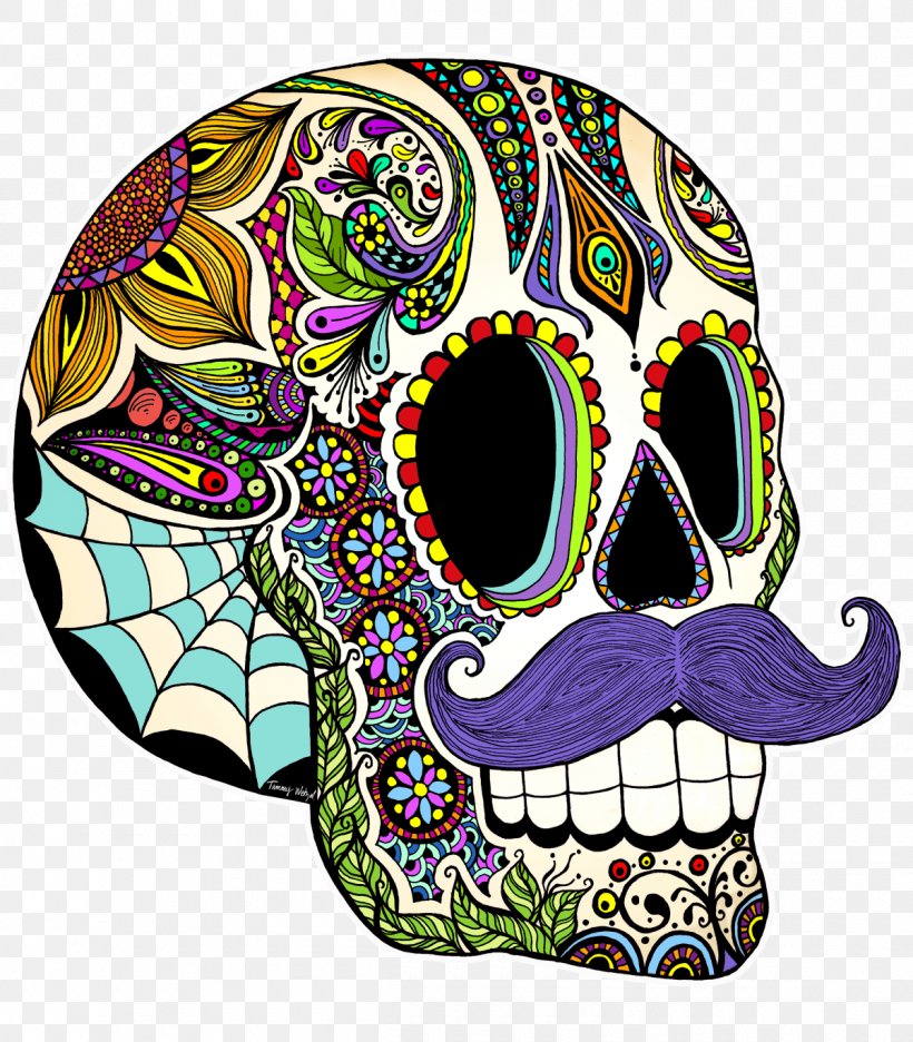 Calavera T-shirt Moustache Skull Movember, PNG, 1200x1371px, Calavera, Art, Bone, Day Of The Dead, Decal Download Free