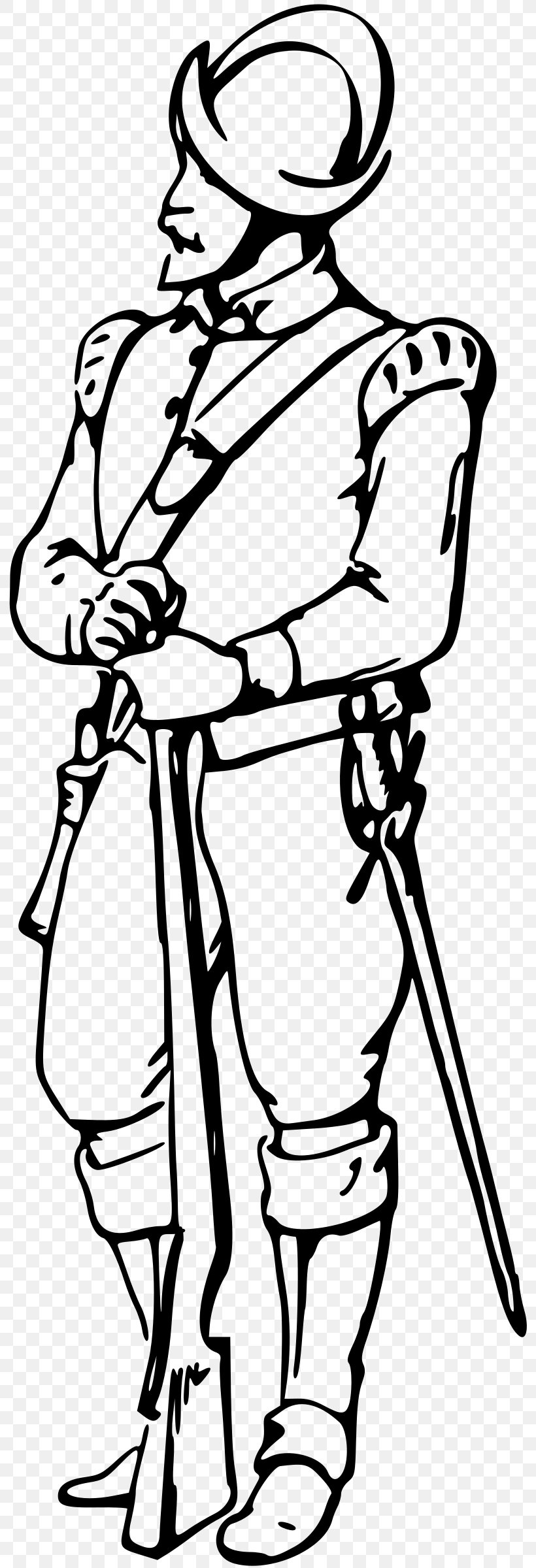 Musketeer Soldier Clip Art, PNG, 797x2400px, Musketeer, Art, Artwork, Black, Black And White Download Free