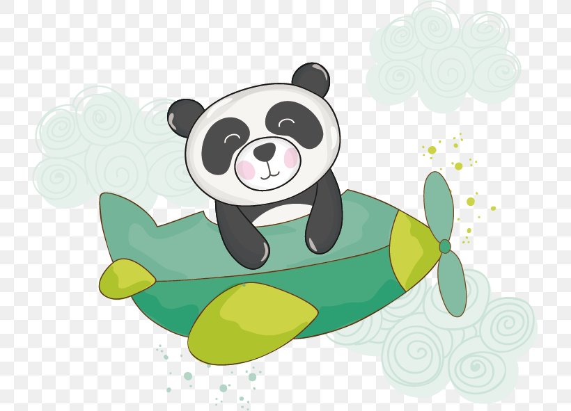 Giant Panda Bear Airplane Clip Art, PNG, 727x591px, Watercolor, Cartoon, Flower, Frame, Heart Download Free