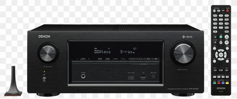 Denon AVR-X3400H 7.2 Channel AV Receiver Home Theater Systems Audio, PNG, 1920x802px, 4k Resolution, Av Receiver, Amplifier, Audio, Audio Equipment Download Free