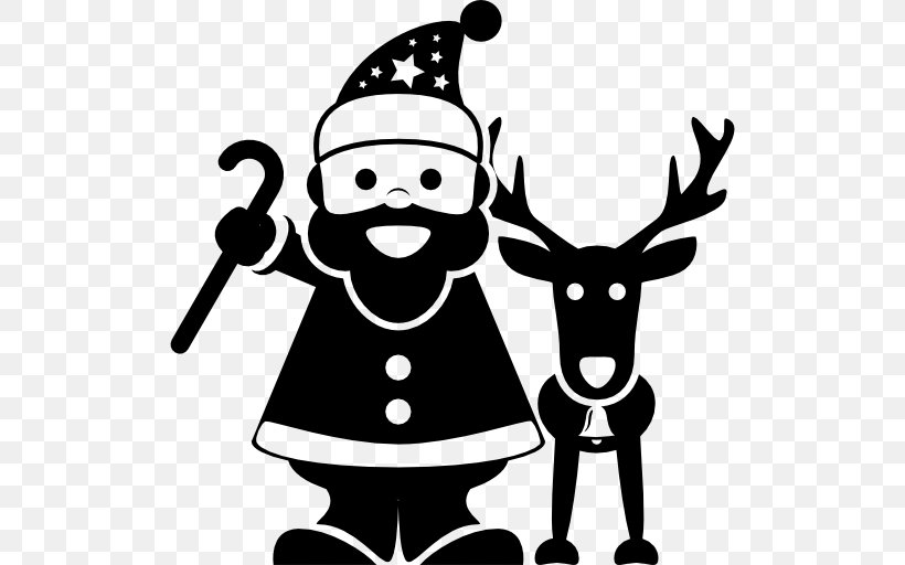 Santa Claus Rudolph Christmas Reindeer, PNG, 512x512px, Santa Claus, Art, Artwork, Black And White, Christkind Download Free