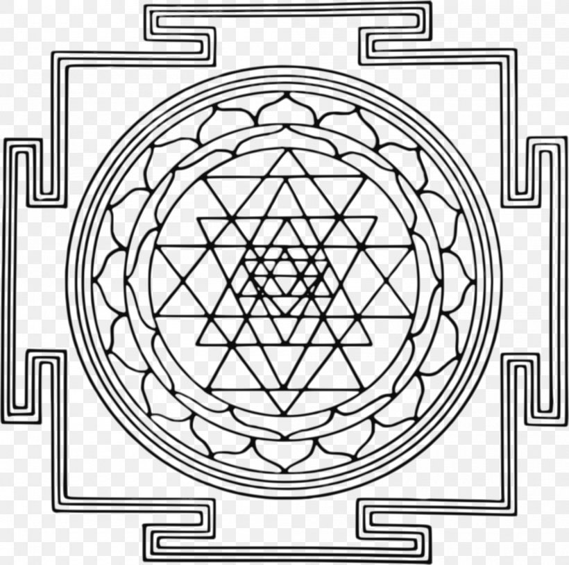 Hindu Iconography Sri Yantra Hinduism, PNG, 2000x1985px, Hindu Iconography, Area, Black And White, Chakra, Divinity Download Free