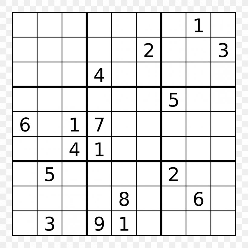 Sudoku Solving Algorithms Puzzle Mathematics Of Sudoku Sudoku Challenge!, PNG, 1200x1200px, Sudoku, Area, Black And White, Coloring Book, Combinatorial Explosion Download Free
