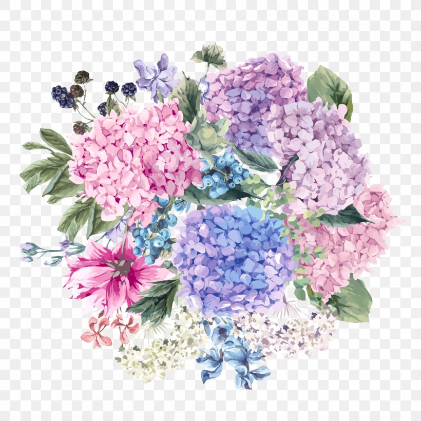 French Hydrangea Cut Flowers Floral Design, PNG, 1000x1000px, French Hydrangea, Artificial Flower, Botany, Cornales, Cut Flowers Download Free