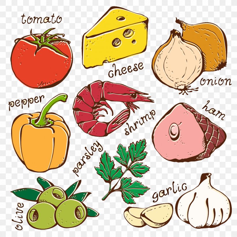Pizza Hamburger Ingredient Clip Art, PNG, 1000x1000px, Pizza, Artwork, Baking, Cooking, Diet Food Download Free