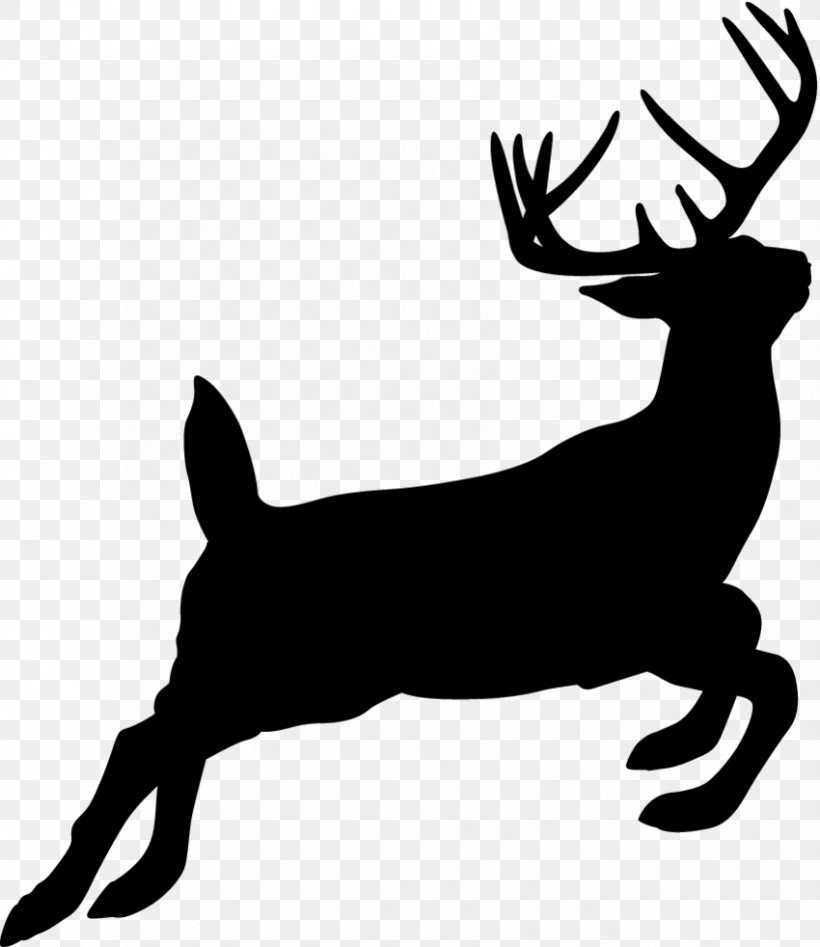 Reindeer Silhouette White-tailed Deer Hunting, PNG, 850x982px, Reindeer, Antler, Black And White, Deer, Deer Hunting Download Free