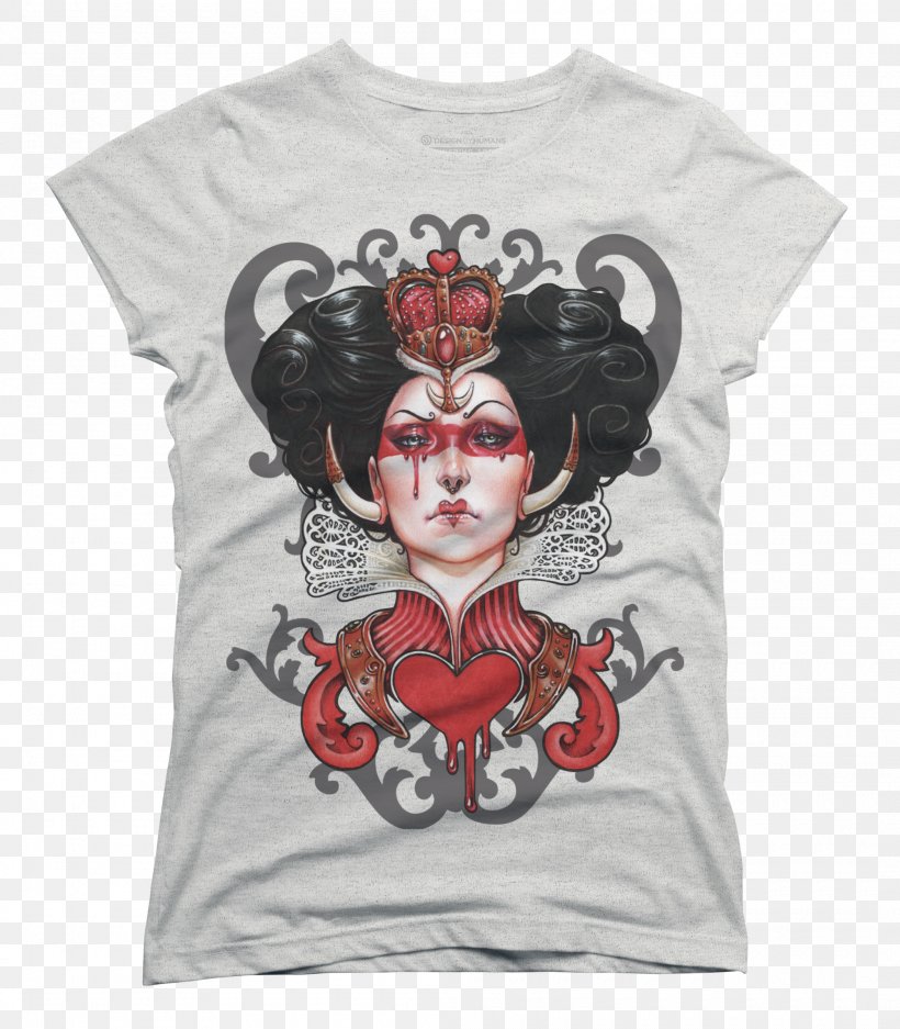 T-shirt Queen Of Hearts Red Queen Hoodie Clothing, PNG, 2100x2400px, Watercolor, Cartoon, Flower, Frame, Heart Download Free