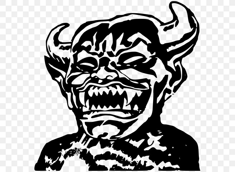 Devil Demon Satan Clip Art, PNG, 587x600px, Devil, Angel, Art, Black And White, Demon Download Free