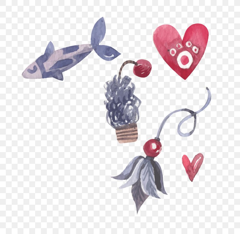 Fish Heart Flowers, PNG, 800x800px, Watercolor, Cartoon, Flower, Frame, Heart Download Free
