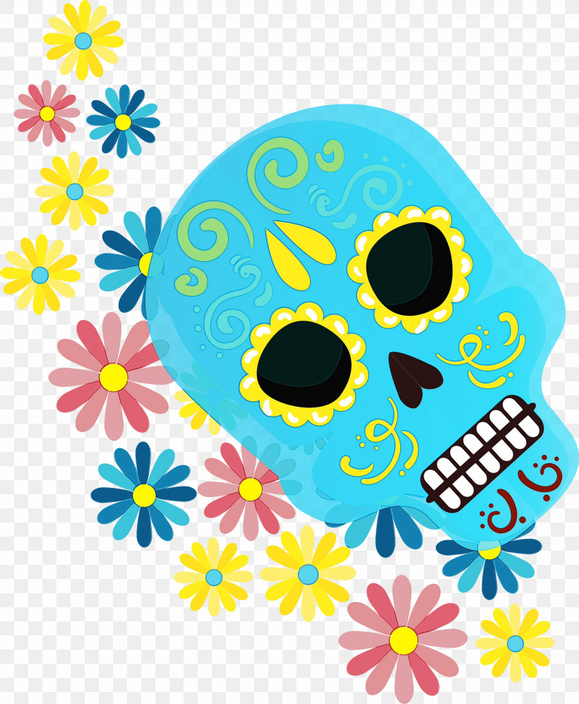 Flower Yellow Pattern Line Area, PNG, 2465x3000px, Calavera, Area, Calaveras, Day Of The Dead, Flower Download Free